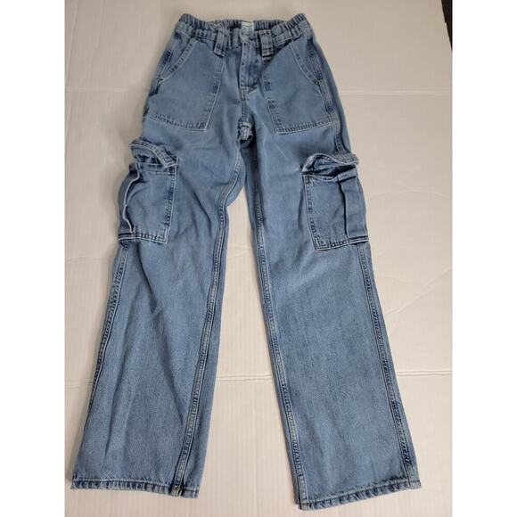 BDG Y2K Skate Cargo Jeans Baggy Womens Sz 25 Wide Leg Drapey 90s Y2K Streetwear - Picture 2 of 10